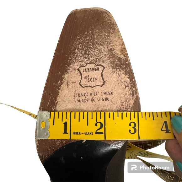 STUART WEITZMAN brown fabric/satin leather classic heel pumps shoe size 8.5 AA - Picture 9 of 13